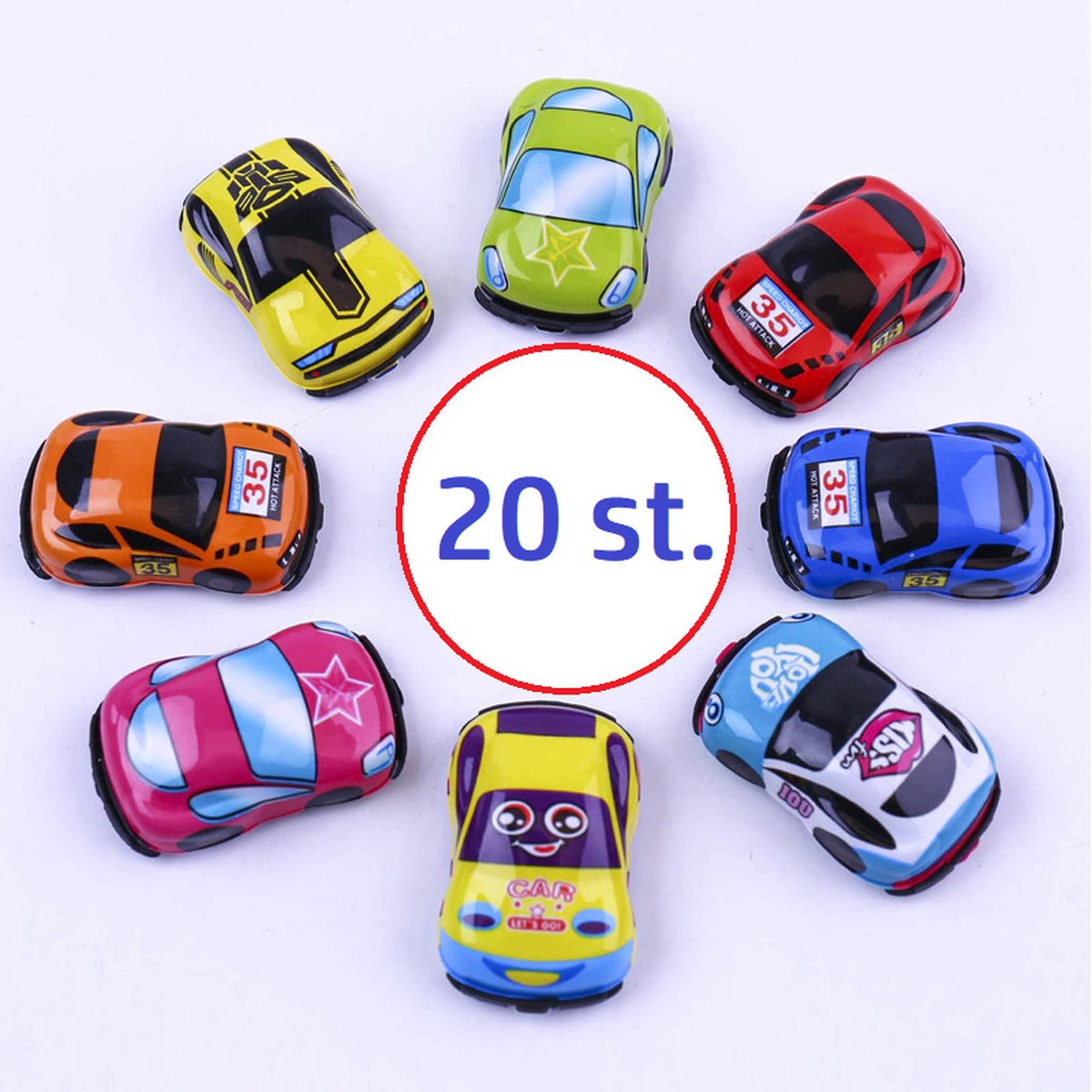 Kinder traktatie uitdeelcadeau | autootjes met trugtrekfunctie (20 stuks)